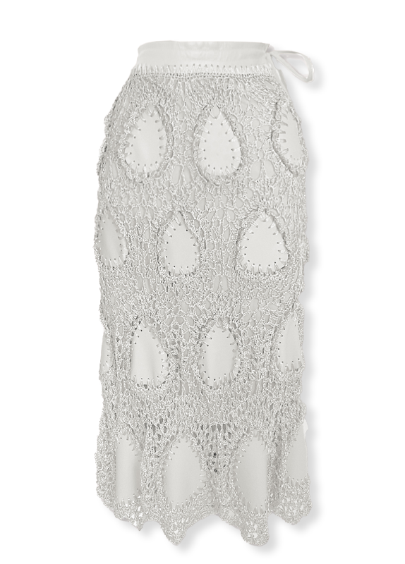 saia de couro, saia de croche, handmade, leather