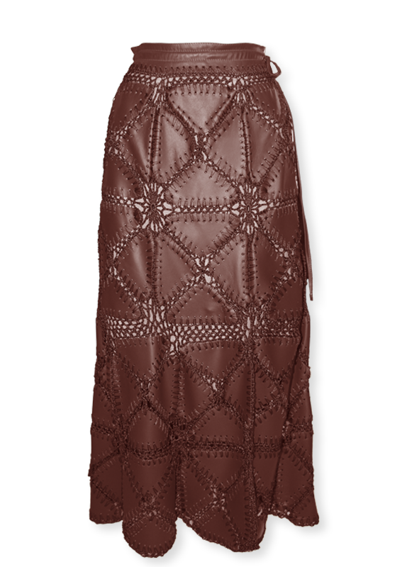saia de croche e couro, saia de couro, leather 